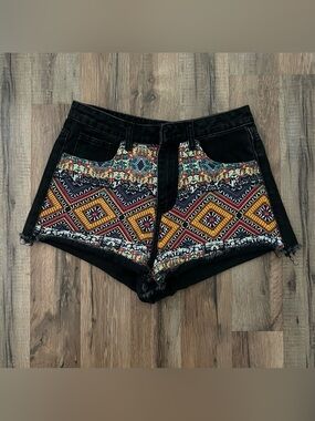Shein Bandana Black Denim Shorts